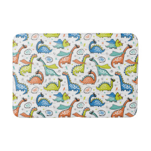 Dinosaurs with superhero masks, capes bath mat