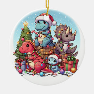Dinosaurus Christmas , Ceramic Ornament