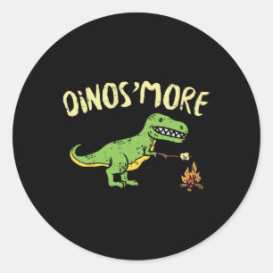 Dinosmore Funny Dino Smore Camping Dinosaur Camp C Classic Round Sticker