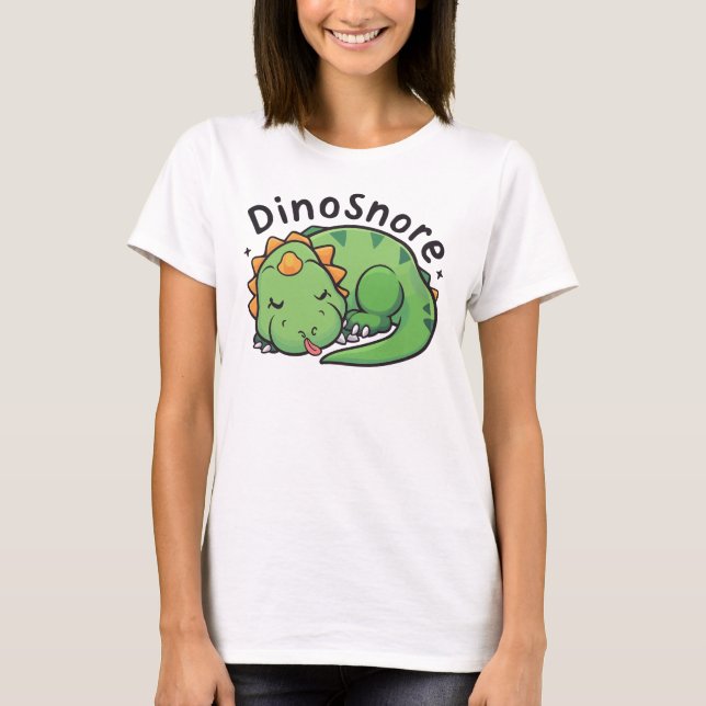 Dinosnore - Cute Sleeping Dinosaur T-Shirt (Front)
