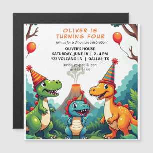 Dinosour Birthday Party Invitation  Magnetic Card