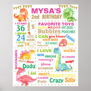 Dinosuars Birthday Party sign for a girl