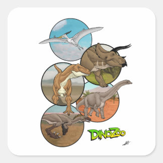 DinoZoo Dinosaur Collage Square Sticker