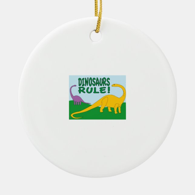 Dinsaurs Rule Ceramic Tree Decoration (Front)