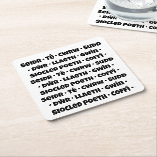 Diodydd / Drinks (Welsh) Square Paper Coaster