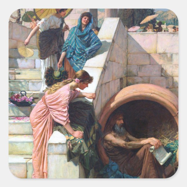 Diogenes 1882 By John William Waterhouse Square Sticker (Front)