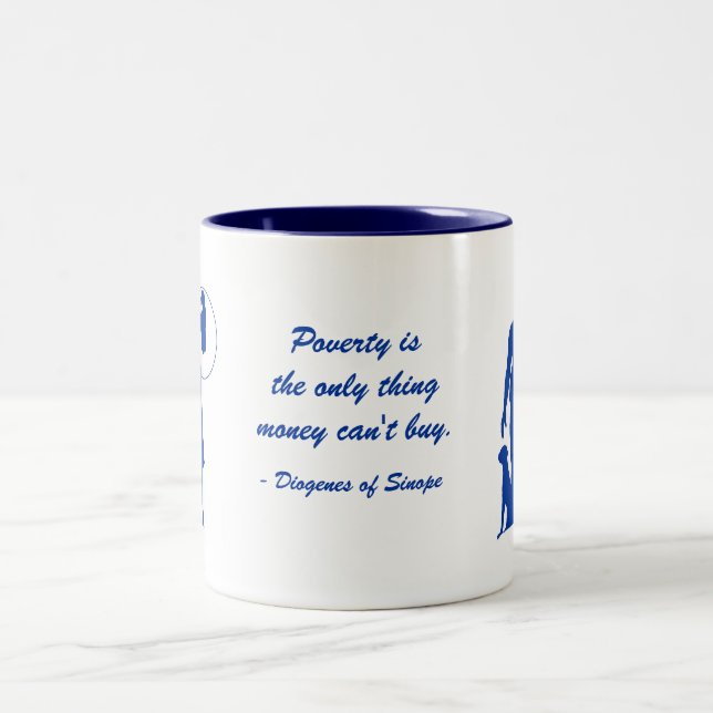 Diogenes Poverty (3) Two-Tone Coffee Mug (Center)