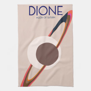 Dione - Moon Of Saturn Space Art Tea Towel