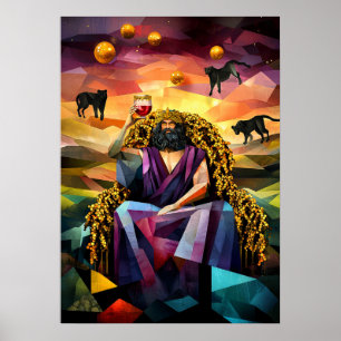 Dionysos - Cubist Minimalist Legend - God of Wine Poster