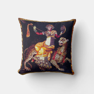 DIONYSOS WITH A SPEAR RIDING LEOPARD Greek Mosaic Cushion