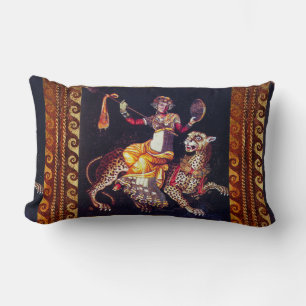 DIONYSOS WITH A SPEAR RIDING LEOPARD Greek Mosaic Lumbar Cushion