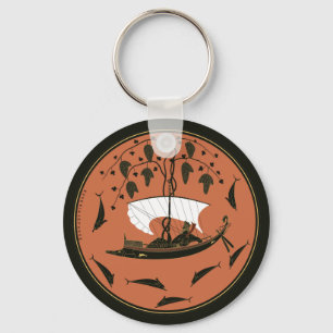 Dionysus Cup: Greek God on Ship  Vines & Dolphins Key Ring