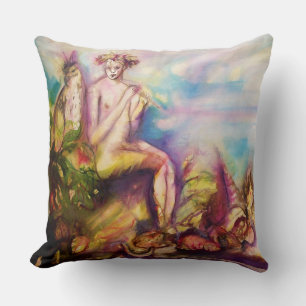 DIONYSUS ,Playing Flute with Sea shells and Fruits Cushion