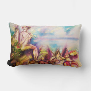 DIONYSUS ,Playing Flute with Sea shells and Fruits Lumbar Cushion