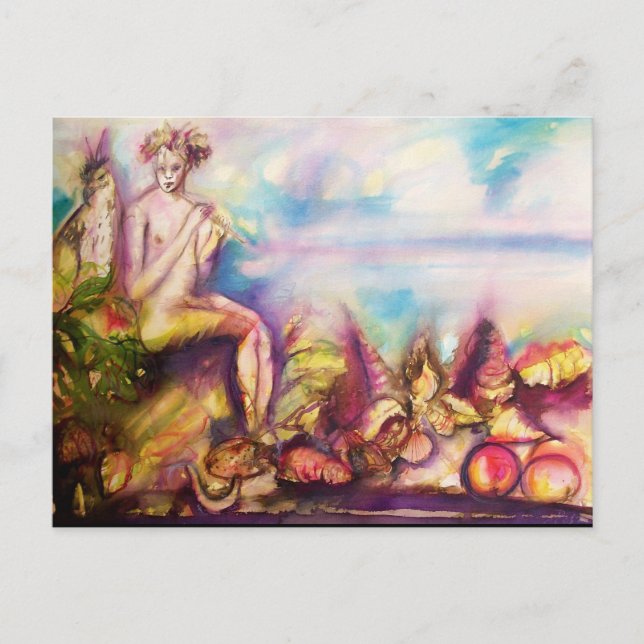 DIONYSUS ,Playing Flute with Sea shells and Fruits Postcard (Front)