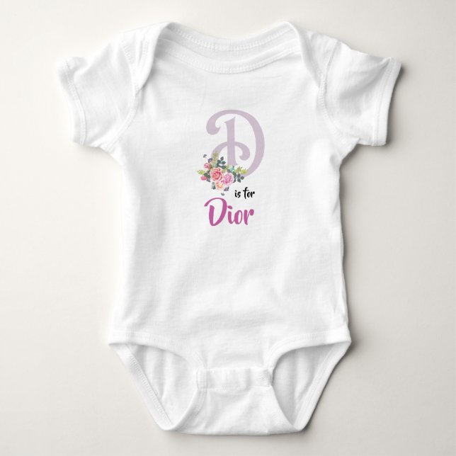Dior Name Baby Outfit Letter D Romper Girl Floral Bodysuit (Front)