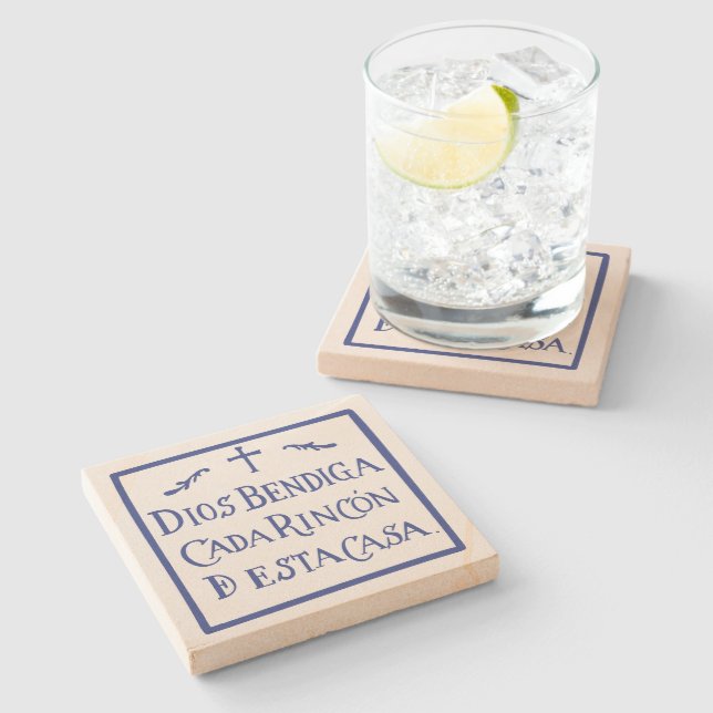 Dios bendiga cada rincon stone coaster (Side)