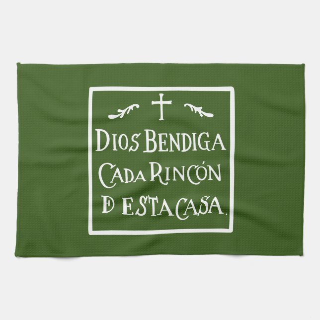 Dios bendiga cada rincon tea towel (Horizontal)
