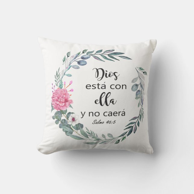 Dios está con ella y no caerá, Spanish Bible Quote Cushion (Front)