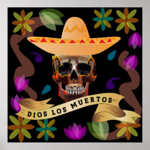 Dios Los Muertos Day of The Dead Sign Poster