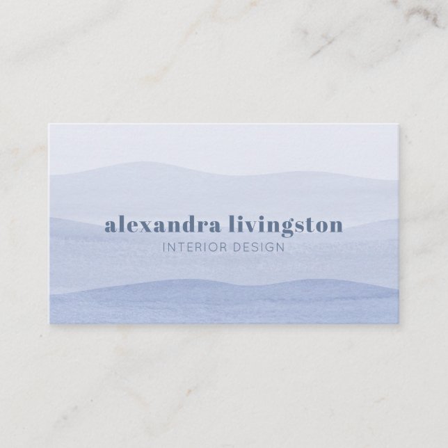 Dip Dye Watercolor Navy Blue Ombre Watercolor Business Card (Front)