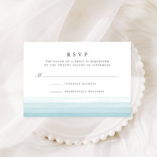Dip Dye Watercolor RSVP Card   Aqua