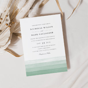 Dip Dye Watercolor Wedding Invitation   Fern