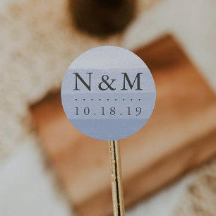 Dip Dye Watercolor Wedding Monogram Classic Round Sticker