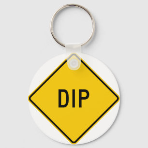 Dip Highway Warning Sign Key Ring