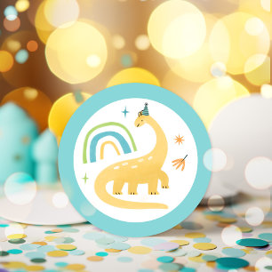 Diplodocus Dinosaur Birthday Party Favours Classic Round Sticker