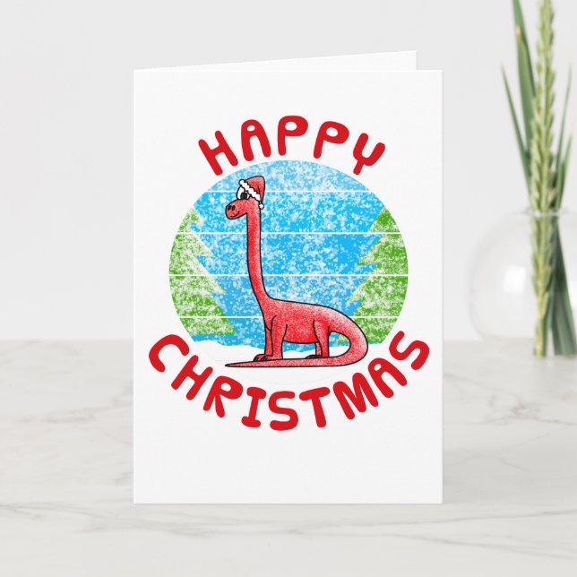 Diplodocus Dinosaur Christmas Card Funny (Front)