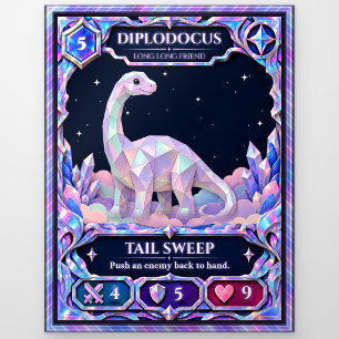 Diplodocus Dinosaur, Rainbow Foil Art Postcard