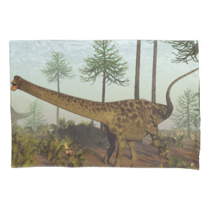 Diplodocus dinosaurs among araucaria trees - 3D re Pillowcase