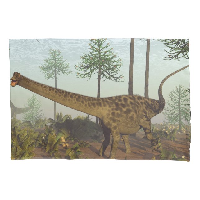 Diplodocus dinosaurs among araucaria trees - 3D re Pillowcase (Front)