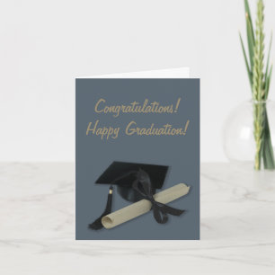 Diploma and Graduation Cap Card