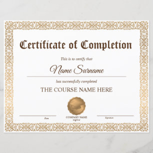 Diploma Certificate of Completion Award Course 