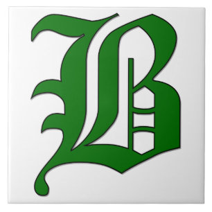 Diploma Letter B in Green Monogram Tile