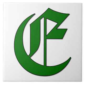 Diploma Letter E in Green Monogram Tile