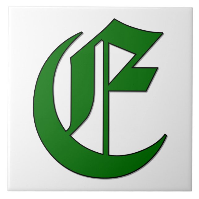 Diploma Letter E in Green Monogram Tile (Front)