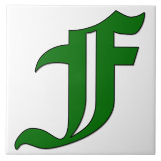 Diploma Letter F in Green Monogram Tile