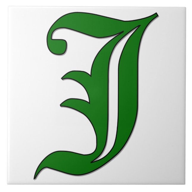Diploma Letter J in Green Monogram Tile (Front)