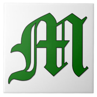 Diploma Letter M in Green Monogram Tile
