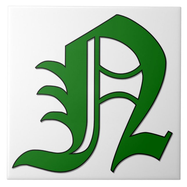 Diploma Letter N in Green Monogram Tile (Front)