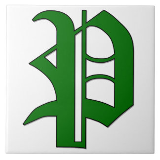 Diploma Letter P in Green Monogram Tile