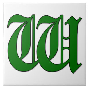 Diploma Letter W in Green Monogram Tile
