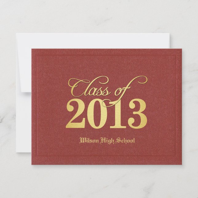 Diploma Themed Red & Gold Class of 2013 Graduation Invitation (Front)