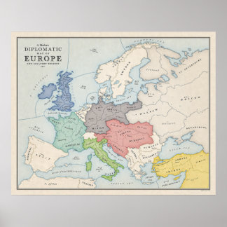 Diplomacy Map of Europe Poster
