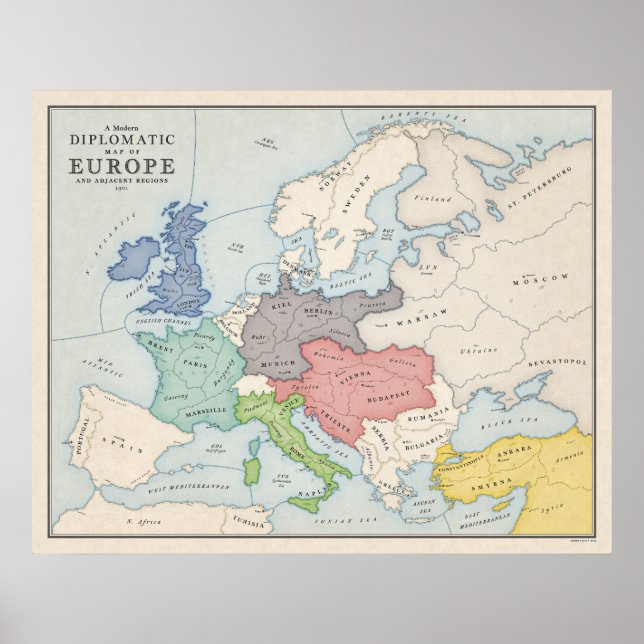 Diplomacy Map of Europe Poster (Front)