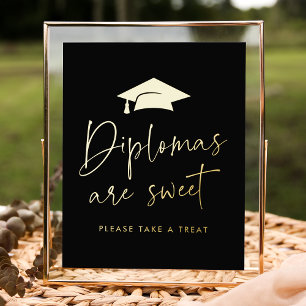 Diplomas Are Sweet Black Graduation Party Foil Prints