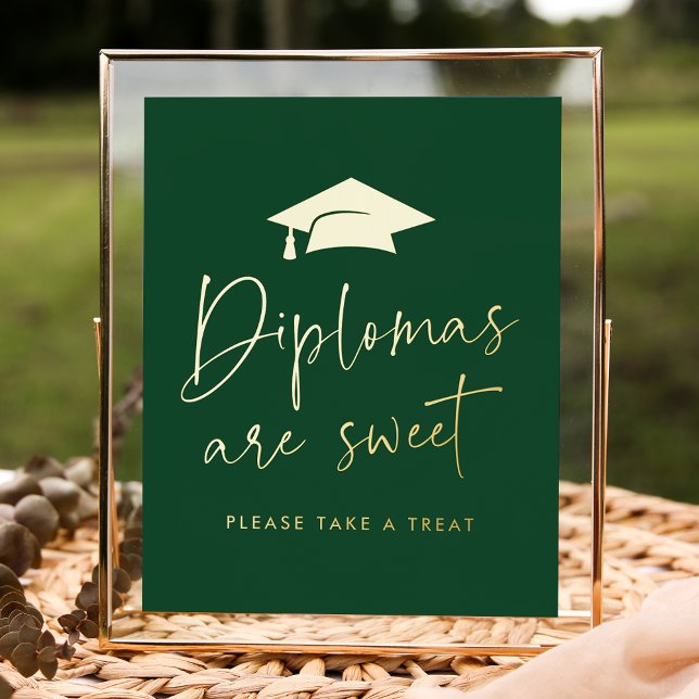 Diplomas Are Sweet Green Graduation Party Foil Prints (Creator Uploaded)